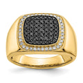 IB Goodman 14k 3/4 carat Black and White Diamond Cluster Mens Ring, 0.708 ct, Size 10