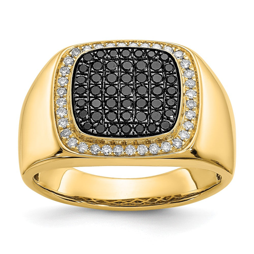 IB Goodman 14k 3/4 carat Black and White Diamond Cluster Mens Ring, 0.708 ct, Size 10
