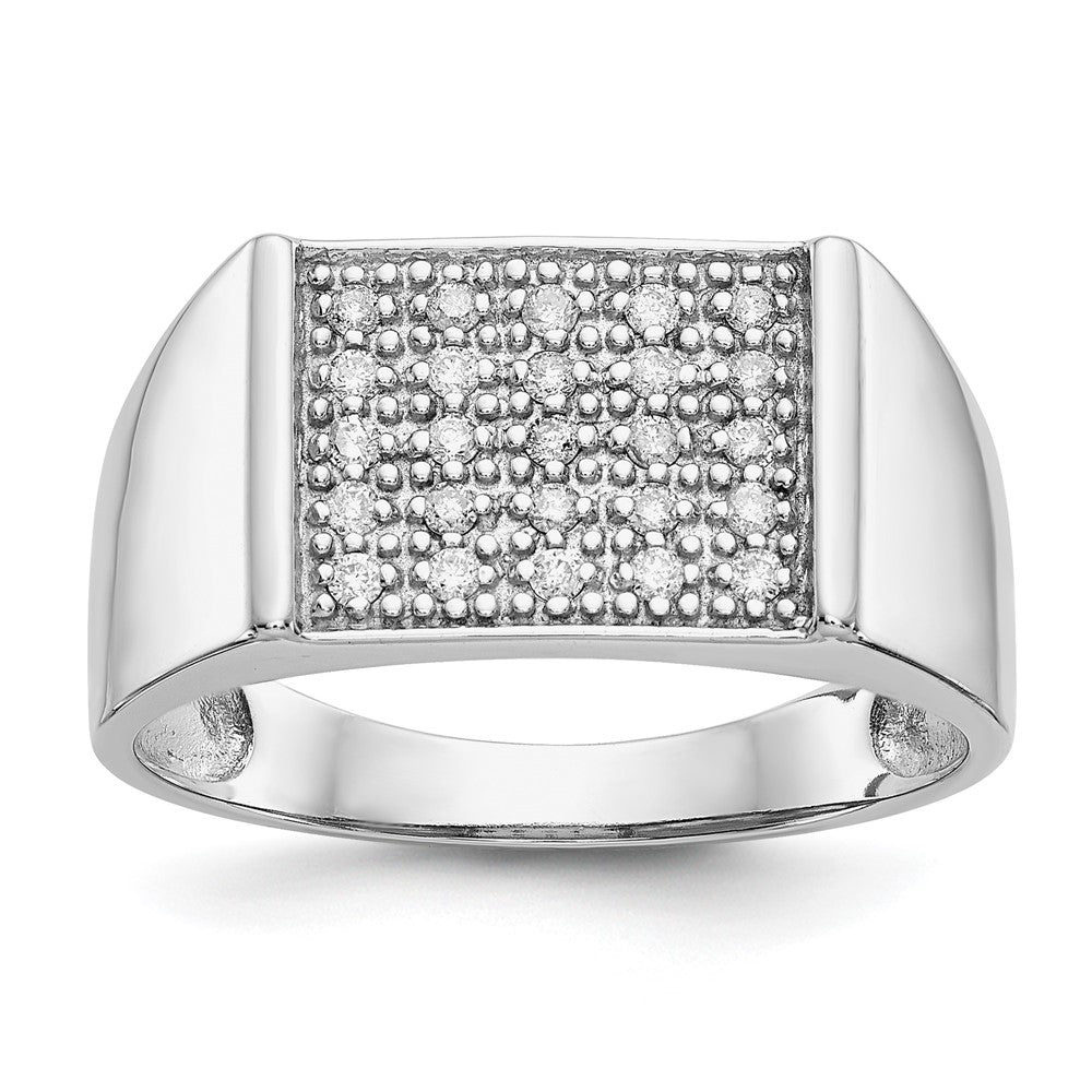 IB Goodman 14k White Gold 1/4 carat Diamond Square Cluster Mens Ring, 0.25 ct, Size 10