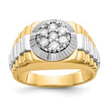 IB Goodman 14k Two-tone 1/2 carat AA Diamond Mens Cluster Ring, 0.49 ct, Size 10, 10.5 mm
