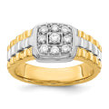 IB Goodman 14k Two-tone 3/8 carat Diamond Square Cluster Mens Ring, 0.41 ct, Size 10