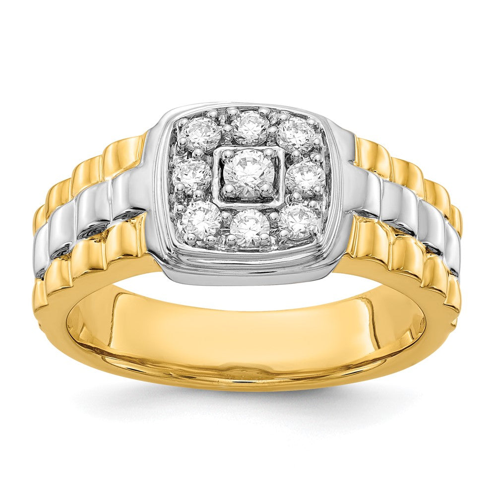 IB Goodman 14k Two-tone 3/8 carat Diamond Square Cluster Mens Ring, 0.41 ct, Size 10
