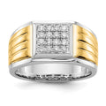 IB Goodman 14k Two-tone 3/8 carat Diamond Square Cluster Mens Ring, 0.4 ct, Size 10