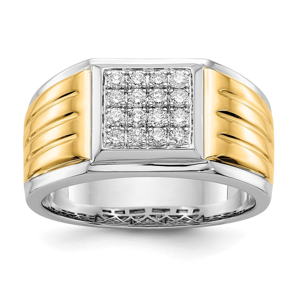 IB Goodman 14k Two-tone 3/8 carat Diamond Square Cluster Mens Ring, 0.4 ct, Size 10