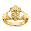 14k Mens 1/20 carat AA Diamond Claddagh Ring, 0.05 ct, Size 10