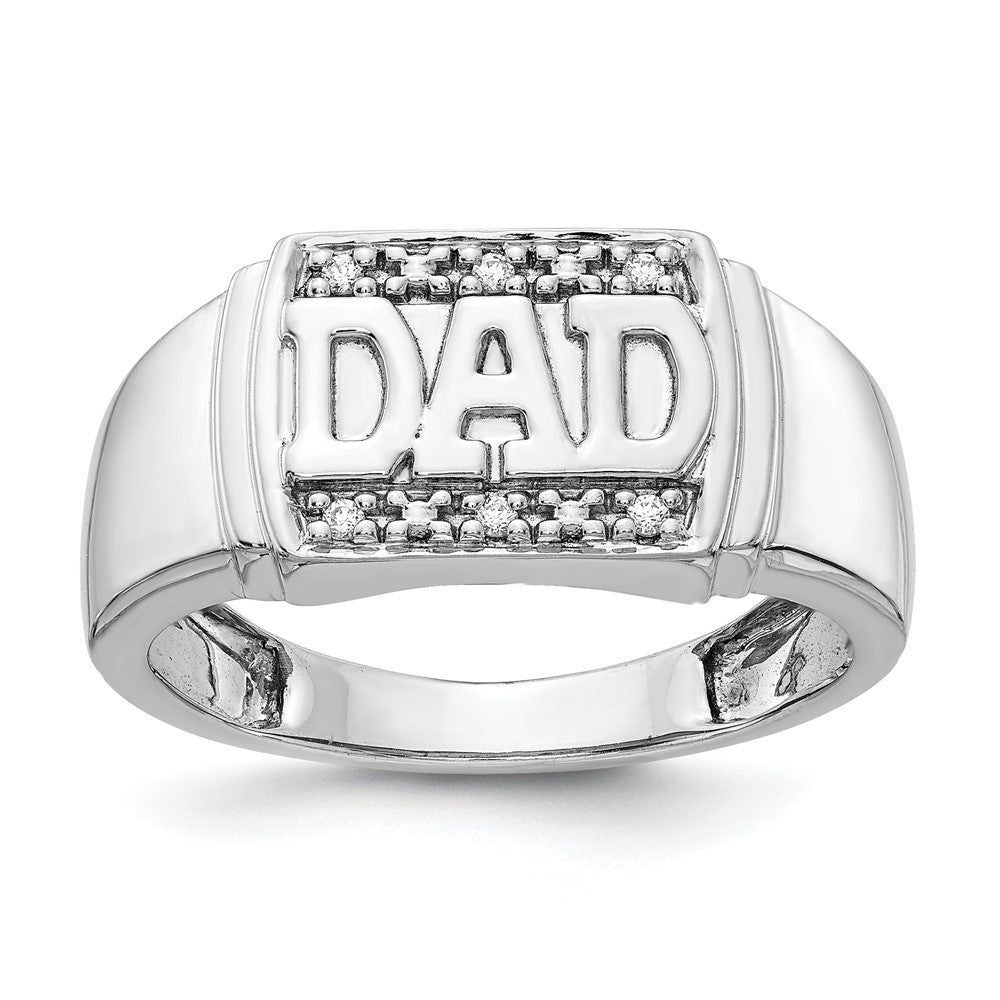 IB Goodman 14k White Gold 1/20 carat AA Diamond Mens DAD Ring, 0.042 ct, Size 10