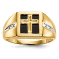 IB Goodman 14k 10mm Square Onyx and Diamond Mens Cross Ring, 0.021 ct