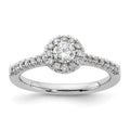 14kw Lab Grown Diamond VS+ F+ 1/4 ctw Round Halo Engagement Ring Se, 0.51 ct, Size 7