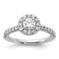 14kw Lab Grown Diamond VS+ F+ 1/2 ctw Round Halo Engagement Ring Se, 1.02 ct, Size 7
