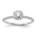 14kw Lab Grown Diamond VS+ F+ 1/4 ctw Round ctr w/ Cush Halo Engage, 0.49 ct, Size 7