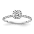 14kw Lab Grown Diamond VS+ F+ 1/2 ctw Round ctr w/ Cush Halo Engage, 0.74 ct, Size 7