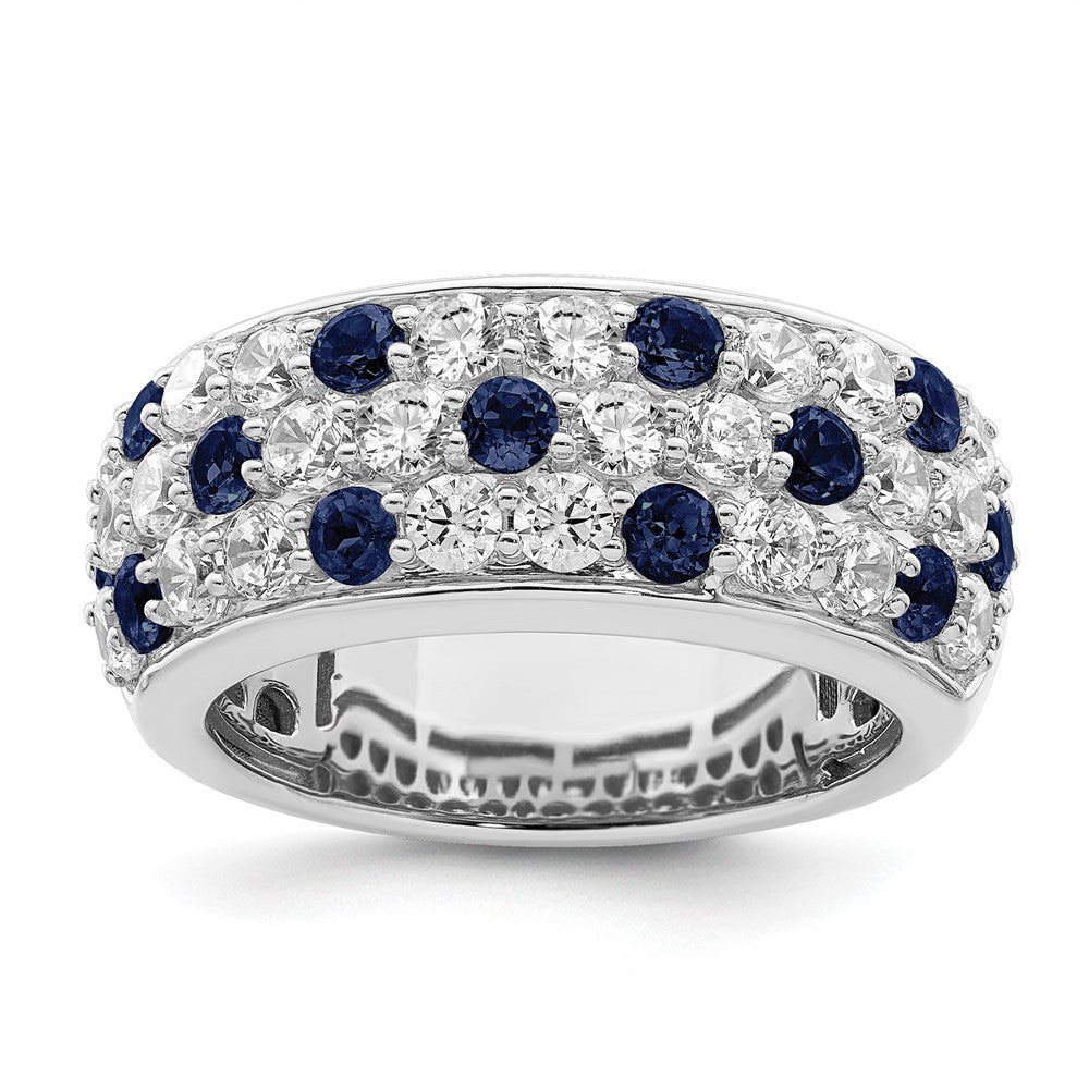True Origin 14K White Gold 1 1/2 carat Lab Grown Diamond VS+ F+ and .85 carat Blue Sapphire Complete Fashion Ring, 2.587 ct, Size 7