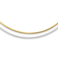 14k Two-tone 2mm Reversible White and Yellow 18 inch Omega Necklace Plus 2 inch Heart Chain Extender, 18 x 2 mm