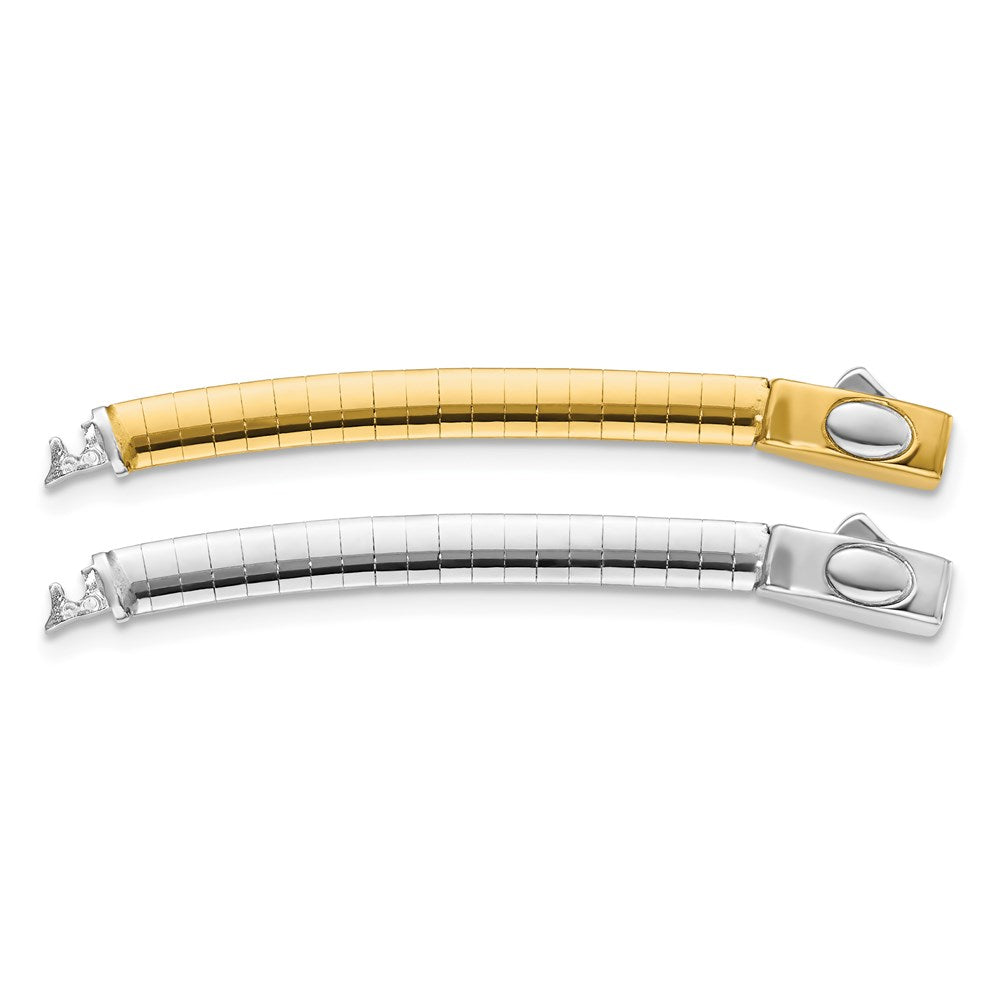 14k Two-tone 4mm White and Yellow Domed Omega 2 inch Extender for Reversible Necklace, 2 x 4 mm