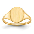 14k 8.5x10.0mm Oval Closed Back Signet Ring, Size 6
