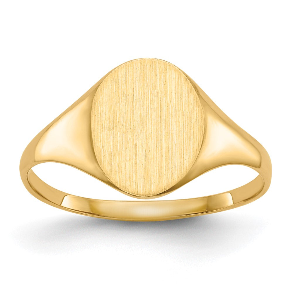 14k 8.5x10.0mm Oval Closed Back Signet Ring, Size 6