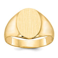 14k 11.5x13.0mm Oval Closed Back Mens Signet Ring, Size 10