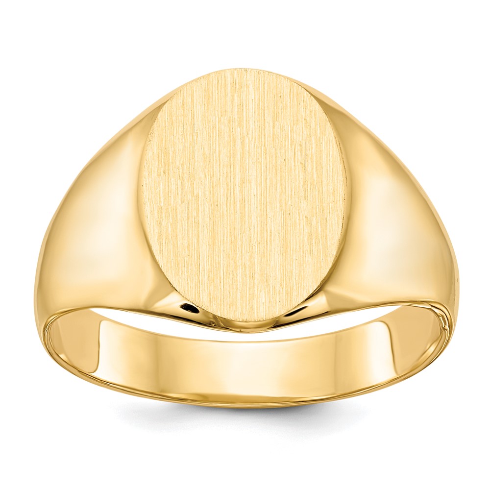 14k 11.5x13.0mm Oval Closed Back Mens Signet Ring, Size 10