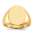 14k 13.0x16.0mm Oval Closed Back Signet Ring, Size 8