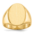 14k 14.0x18.0mm Oval Closed Back Mens Signet Ring, Size 9