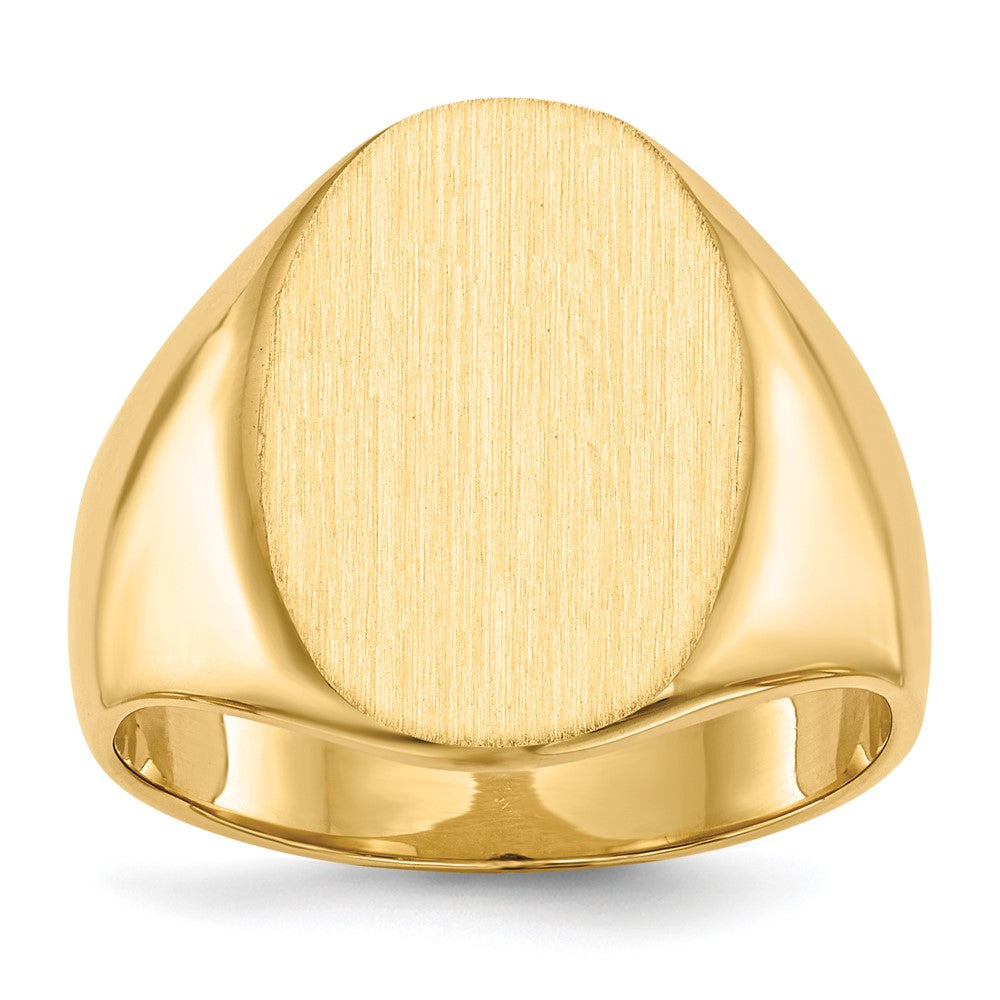 14k 14.0x18.0mm Oval Closed Back Mens Signet Ring, Size 9