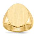 14k 16.0x20.5mm Oval Closed Back Mens Signet Ring, Size 10