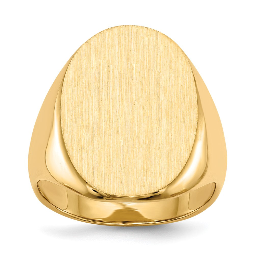 14k 16.0 x21.5mm Oval Closed Back Mens Signet Ring, Size 10