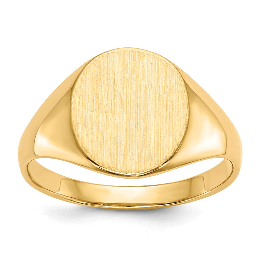 14k 9.5x11.0mm Oval Open Back Signet Ring, 21.2 mm