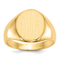 14k 11.0x12.5mm Oval Open Back Signet Ring, Size 6, 28.29 mm