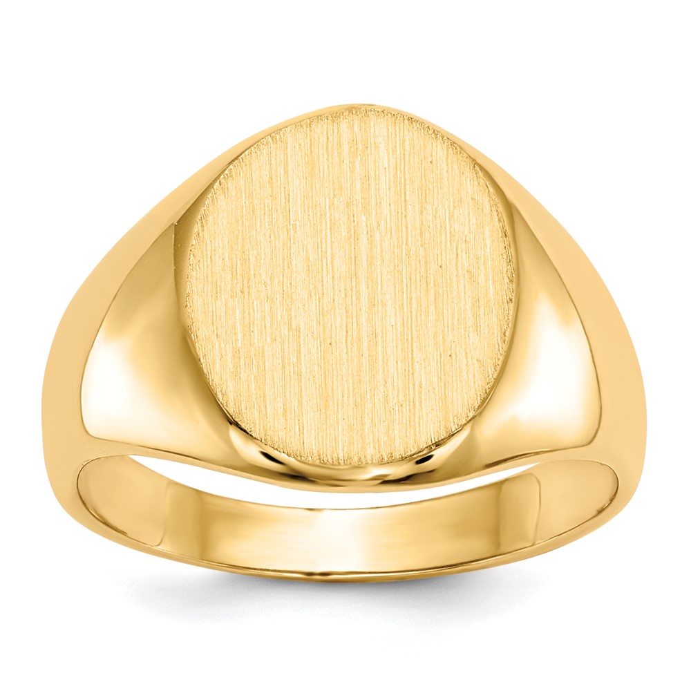 14k 11.0x12.5mm Oval Open Back Signet Ring, Size 6, 28.29 mm