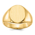 14k 11.5x13.5mm Oval Open Back Signet Ring, Size 8