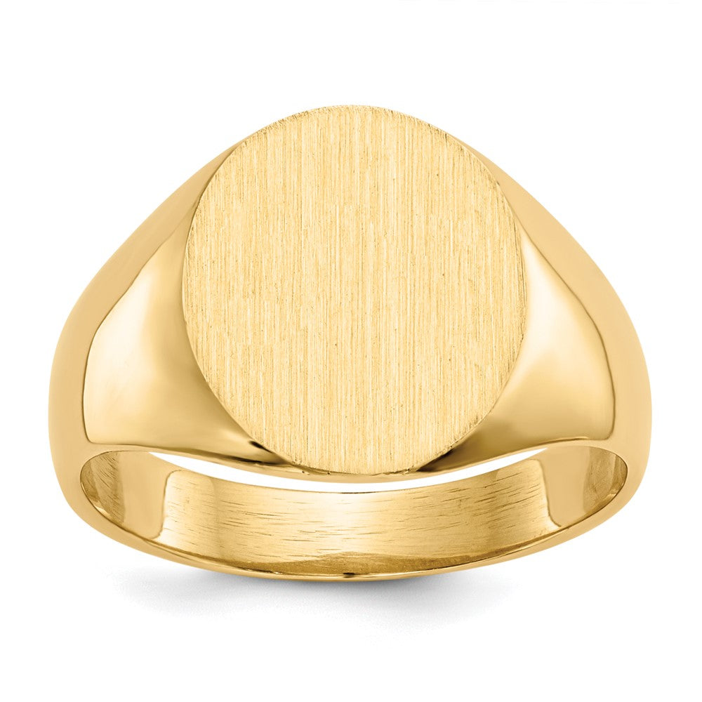 14k 11.5x13.0mm Oval Open Back Mens Signet Ring, Size 10