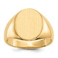 14k 12.5x16.0mm Oval Open Back Mens Signet Ring, Size 10
