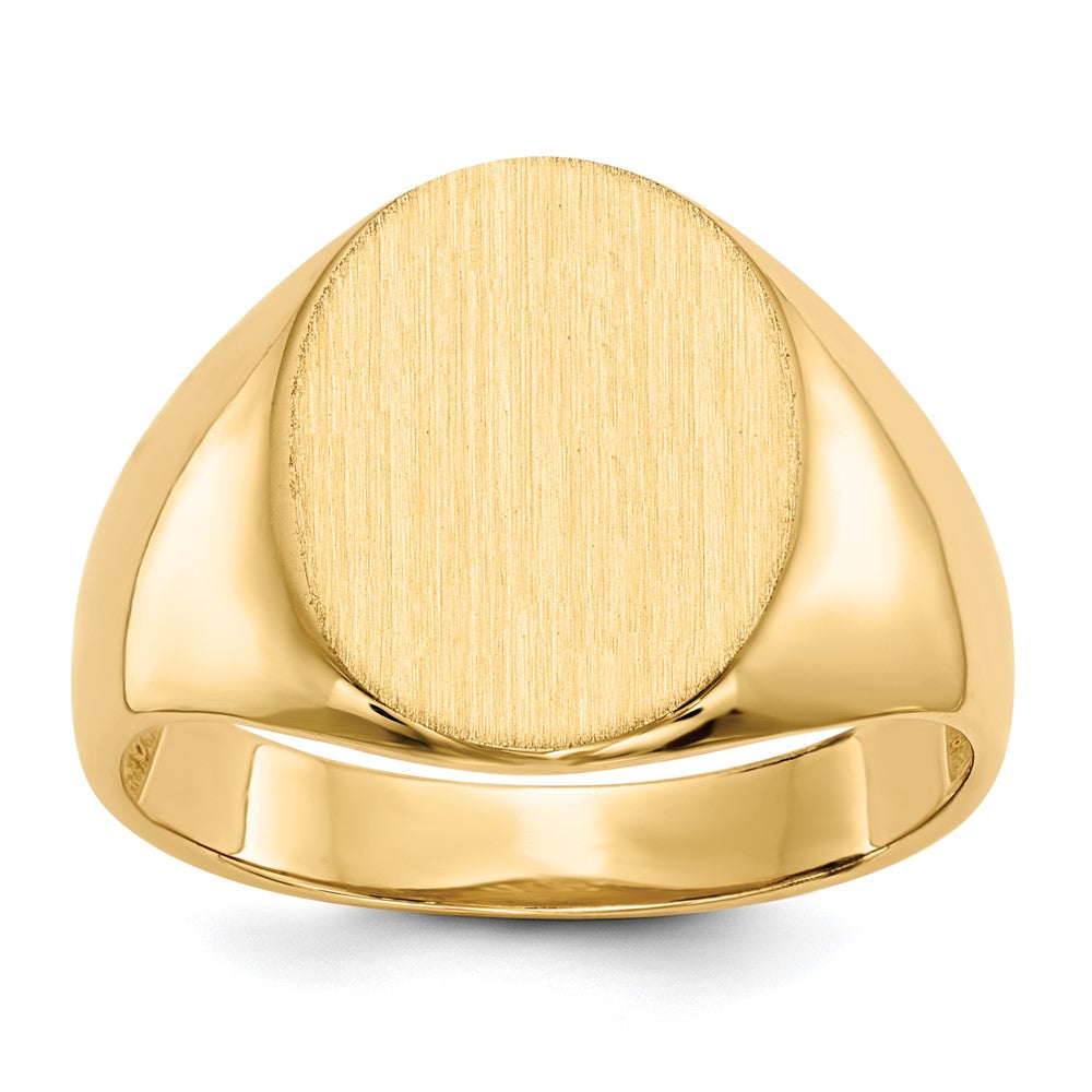 14k 12.5x16.0mm Oval Open Back Mens Signet Ring, Size 10
