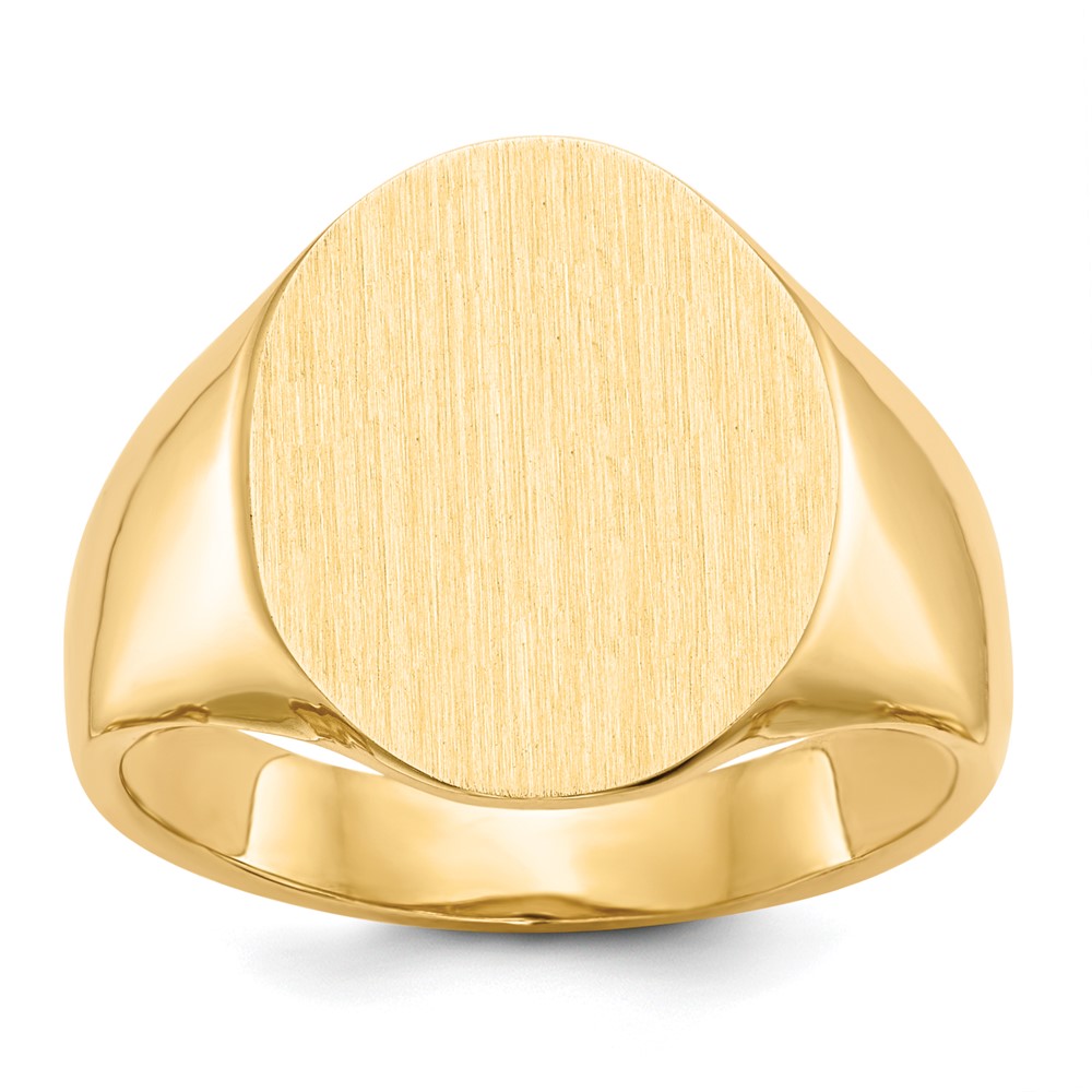 14k 14.0x18.0mm Oval Open Back Mens Signet Ring, Size 9