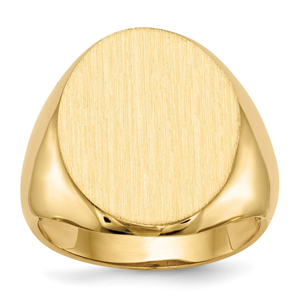 14k 16.5x20.0mm Oval Open Back Mens Signet Ring, Size 9, 55.72 mm