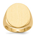 14k 18.0x22.0mm Oval Open Back Mens Signet Ring, Size 10