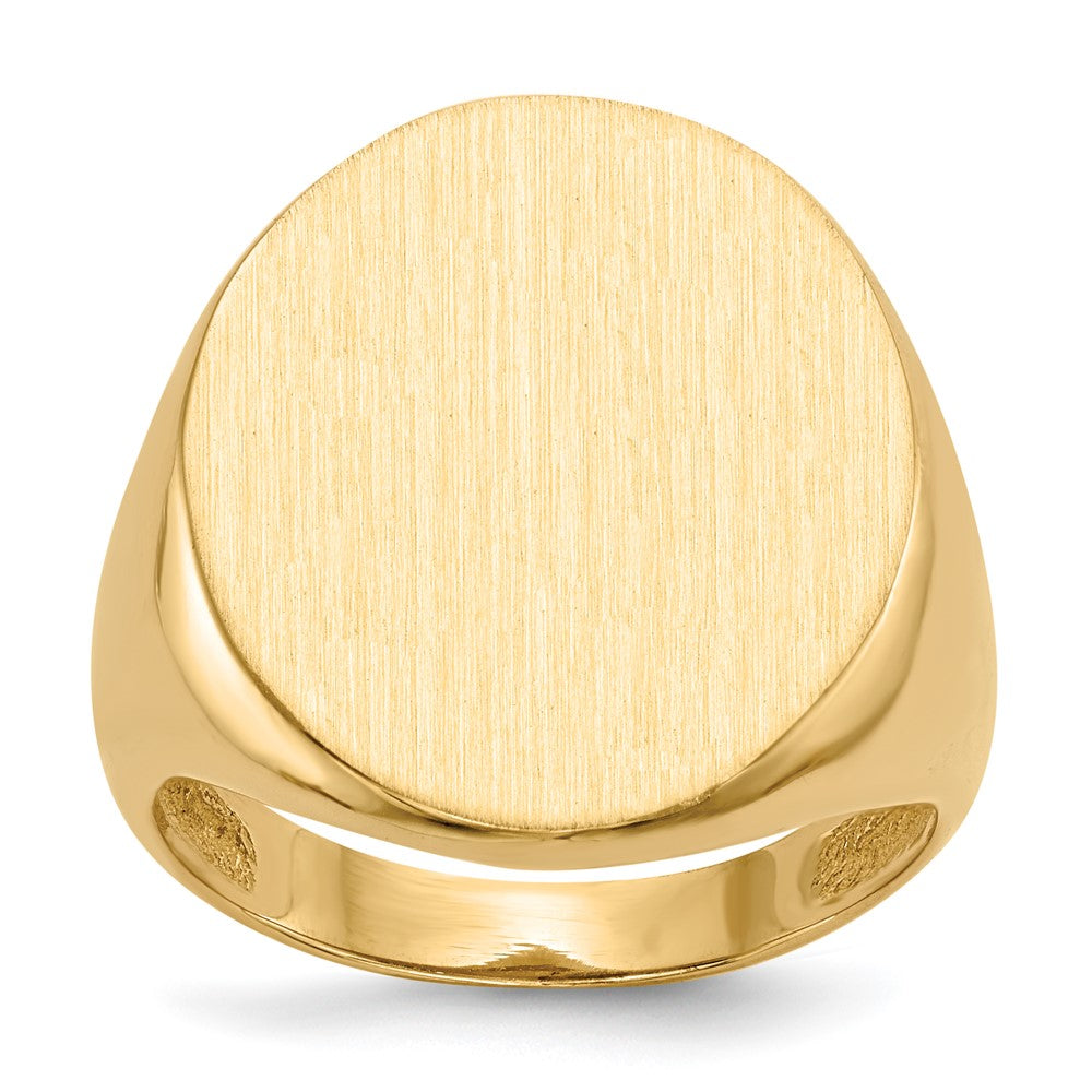 14k 18.0x22.0mm Oval Open Back Mens Signet Ring, Size 10