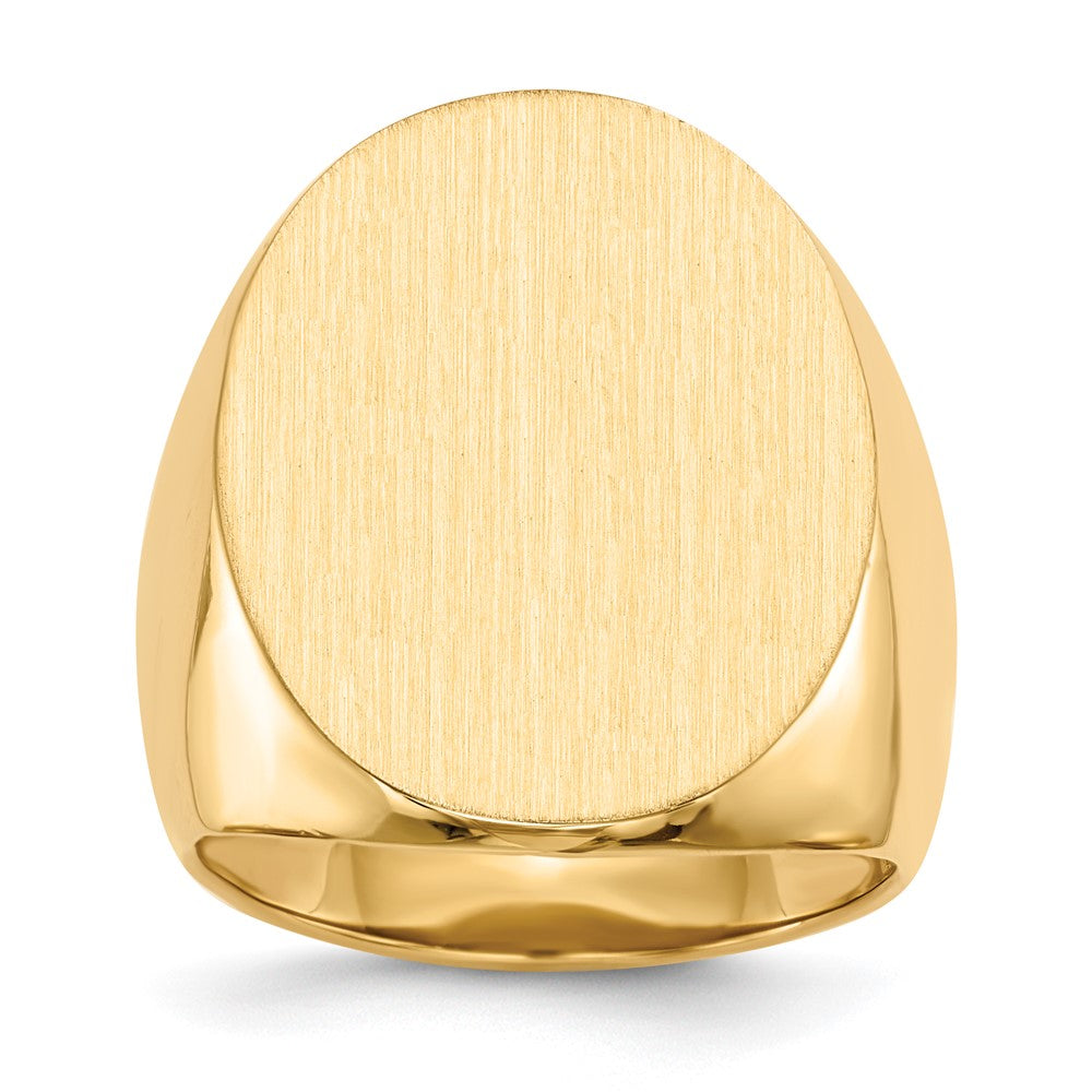 14k 19.0x26.5mm Oval Open Back Mens Signet Ring, Size 10