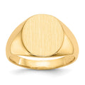 14k 13.5x15.0mm Oval Closed Back Mens Signet Ring, Size 10