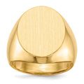 14k 16.0x18.5mm Oval Closed Back Mens Signet Ring, Size 9