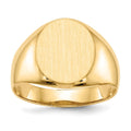 14k 12.0x14.5mm Oval Open Back Mens Signet Ring, Size 10