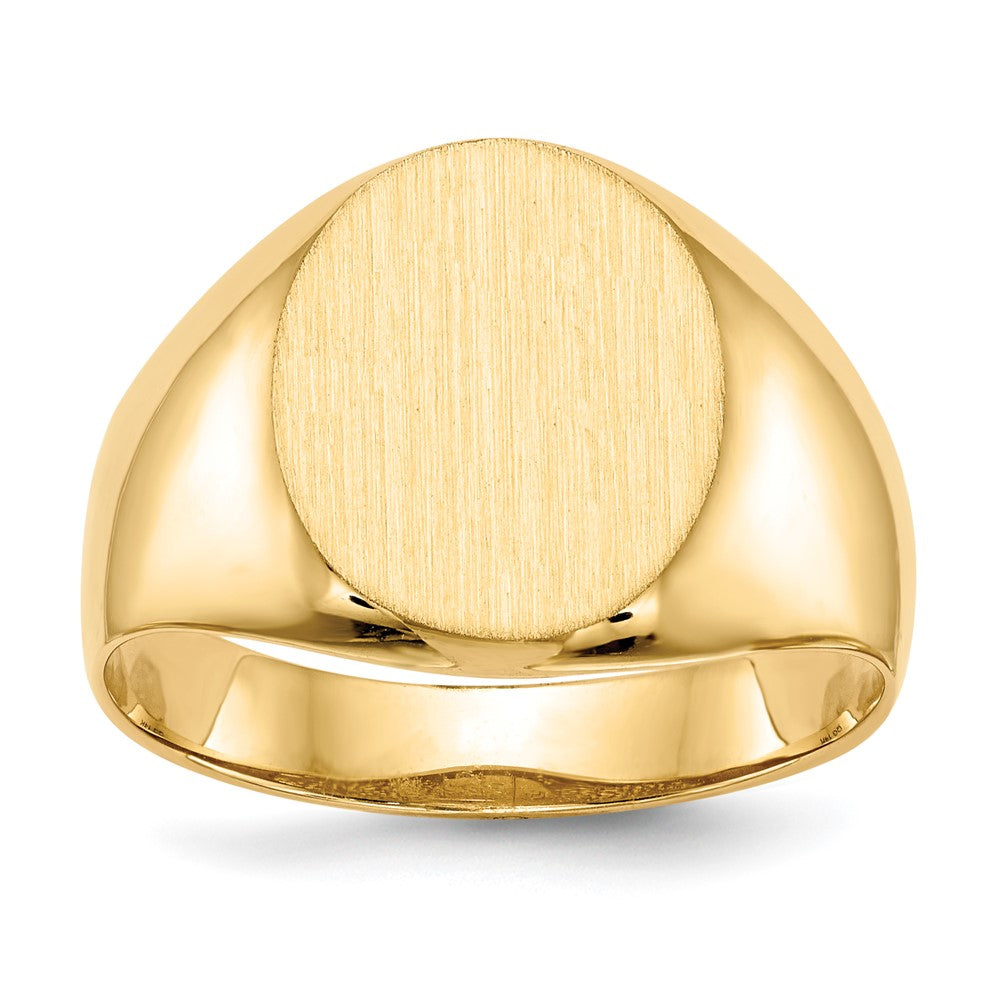 14k 12.0x14.5mm Oval Open Back Mens Signet Ring, Size 10