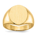 14k 13.5x15.0mm Oval Open Back Mens Signet Ring, Size 10