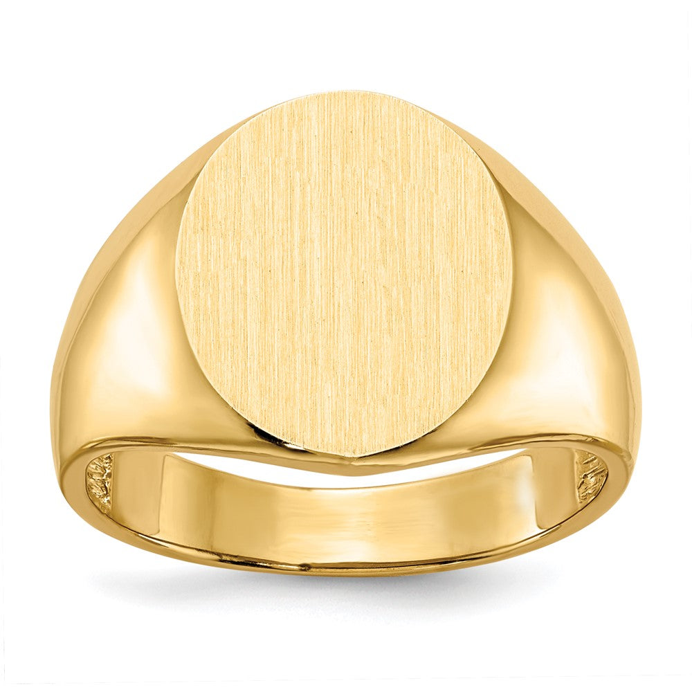 14k 13.5x15.0mm Oval Open Back Mens Signet Ring, Size 10