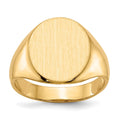 14k 13.0x14.0mm Oval Open Back Mens Signet Ring, Size 9
