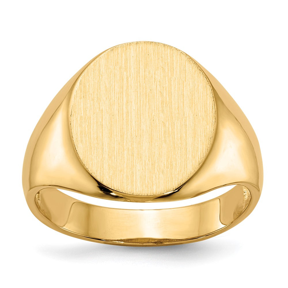 14k 13.0x14.0mm Oval Open Back Mens Signet Ring, Size 9