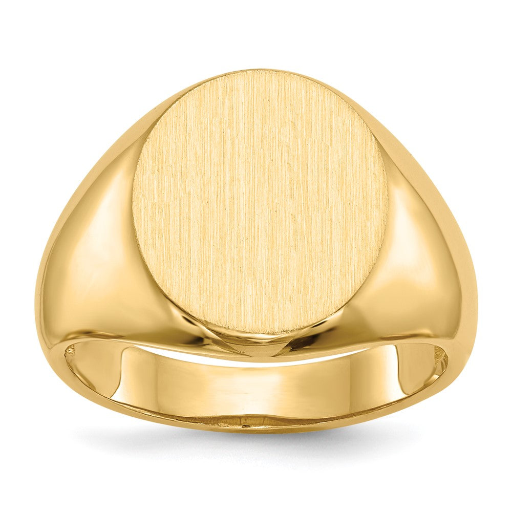 14k 13.5x16.0mm Oval Open Back Mens Signet Ring, Size 10