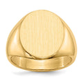 14k 14.0 x18.0mm Oval Open Back Mens Signet Ring, Size 10
