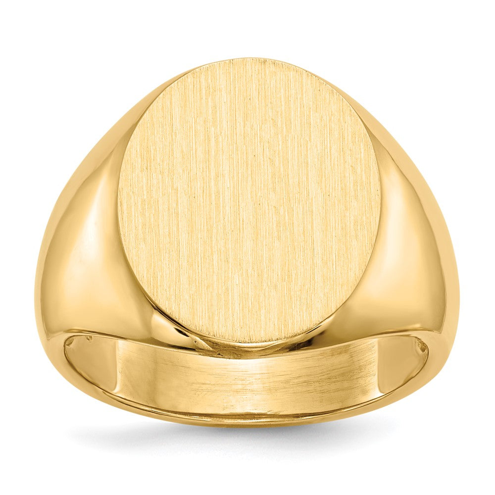 14k 14.0 x18.0mm Oval Open Back Mens Signet Ring, Size 10